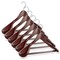 Casafield - 6 Wide Shoulder Wooden Suit Hangers - Premium Lotus Wood, Non-Slip Pant Bar & Chrome Swivel Hook for Dress Clothes, Coats, Jackets, Pants, Shirts, Skirts